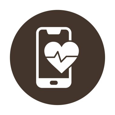 Akıllı telefon ekranında kalp atış hızı sembolü, satır biçimi simgesi, vektör tasarımı 