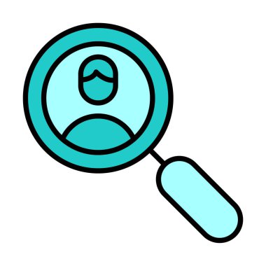 Arama insanları konsepti, büyütme cam ikon çizimi