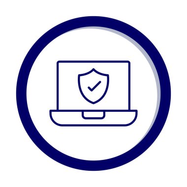 Güvenli dizüstü bilgisayar ikonu vektör çizimi