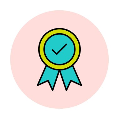 Onaylanmış madalya simgesi, vektör illüstrasyonu.