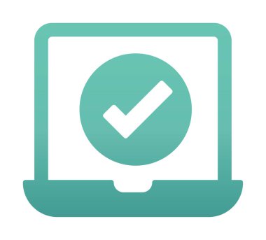 Dizüstü bilgisayardaki işaret simgesini kontrol et, vektör illüstrasyonuName 