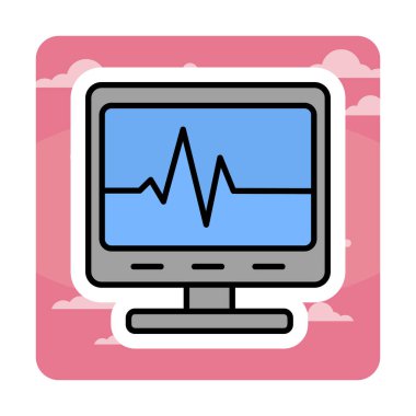 Ecg Okuma simgesi, vektör illüstrasyonu  