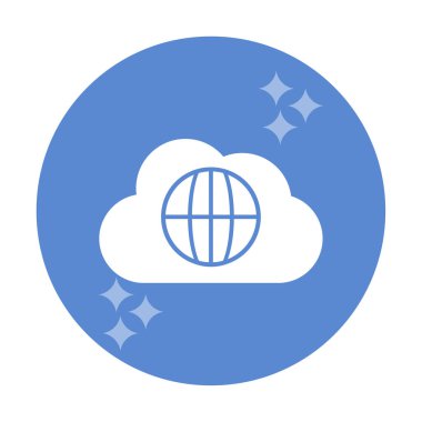 Dünya Bulutu web servisi. Bulut Hesaplama Simgesi. Basit kabartma biçimi.