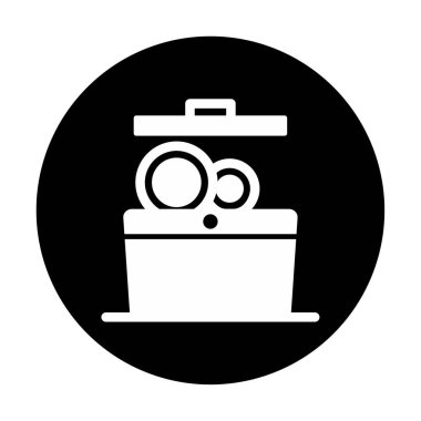 Bulaşık makinesi düz simgesi. Vektör çizim