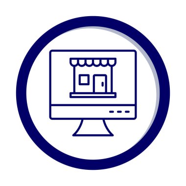 dükkan, Online Shop konsepti, vektör illüstrasyon tasarımı olan bilgisayar ekranı