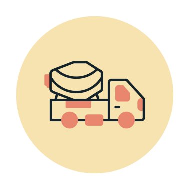 Çimento Kamyonu ikon vektör çizimi