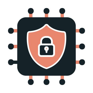 Basit Cpu simgesi, vektör illüstrasyonu