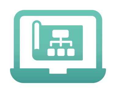 Dizüstü bilgisayar ekranındaki proje web simgesi, vektör illüstrasyonu