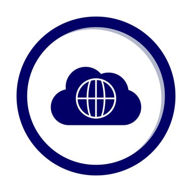 Dünya Bulutu web servisi. Bulut Hesaplama Simgesi. Basit kabartma biçimi.