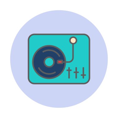 Basit vinil oynatıcı Turntable simgesi, vektör illüstrasyonu