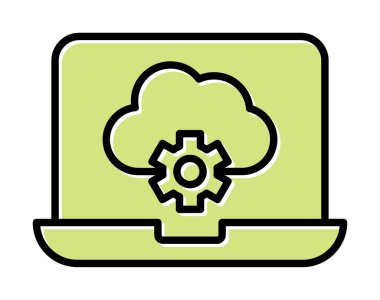 Bulut hesaplama. Bulut deposu. İnternet teknolojisi. Çevrimiçi servis. Data, bilgi güvenliği. Taslak vektör simgeleri kümesi. Veri Eşzamanlaması, Aktarım, Erişim ve diğer şeyleri içerir.