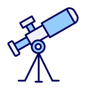 Teleskop düz simgesi. Eğitim ve astronomi elementi, dürbün ve araştırma yıldızları vektör grafikleri