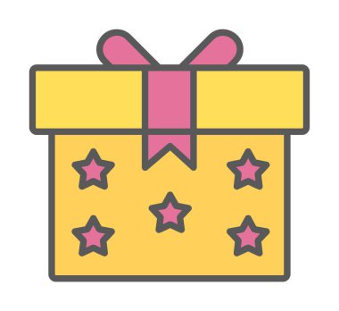 Hediye kutusu simgesi. vektör illüstrasyonu 