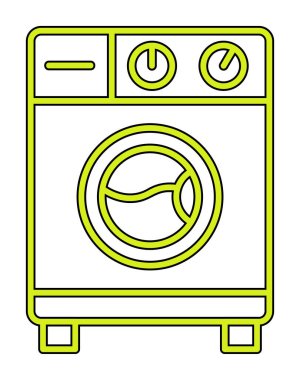 çamaşır makinesi simgesi, vektör illüstrasyonu