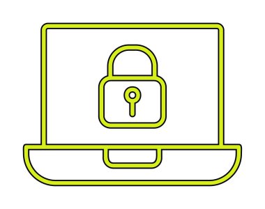 Dizüstü bilgisayar ekranına kilitle. Güvenlik kavramı vektör illüstrasyonu