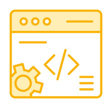 Düz biçimde web geliştirme simgesi. yazılım ve web sitesi sembolleri                           