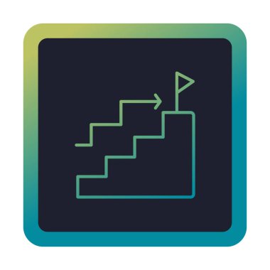 Hedef başarı vektör simgesi. Merdivenler ve bayrak illüstrasyon sembolü.  