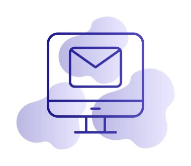 Beyaz arkaplanda bilgisayar e- posta vektör illüstrasyonu