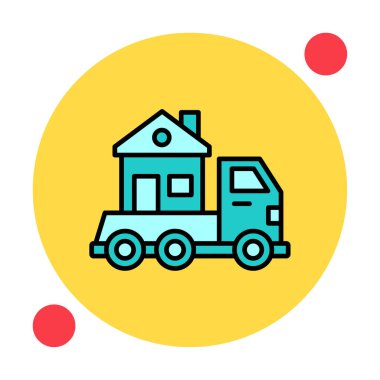 Ev kamyonu teslimatı ikon vektörü. Yer değiştirme servisi. Eve taşın