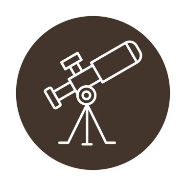 Teleskop düz simgesi. Eğitim ve astronomi elementi, dürbün ve araştırma yıldızları vektör grafikleri