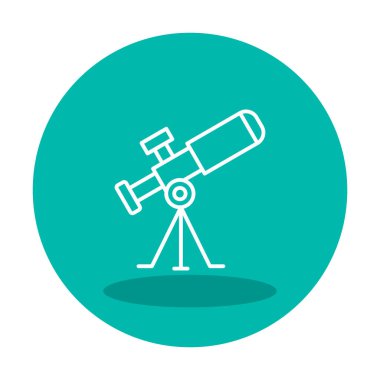 Teleskop düz simgesi. Eğitim ve astronomi elementi, dürbün ve araştırma yıldızları vektör grafikleri