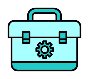 Araç takımı, araç kutusu düz simgesi, vektör illüstrasyonu