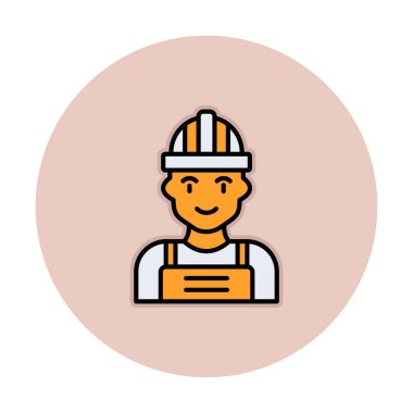 Kask simgesi olan işçiler, vektör illüstrasyonu 