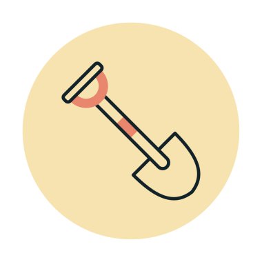 Bahçe küreği ikonu. Kürek karikatür simgesinin vektör çizimi                 