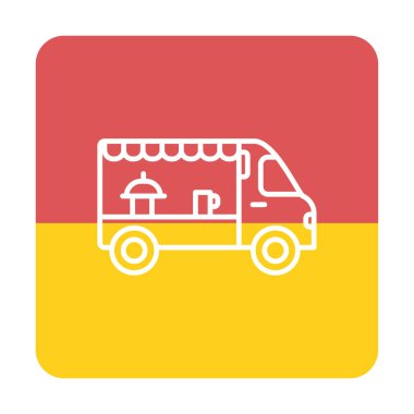 Beyaz arkaplanda yiyecek kamyonu vektör çizimi