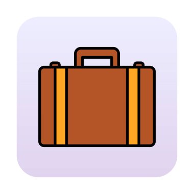 Evrak çantası vektör düz simgesi. İş durumu simgesi, bavul emojisi, vektör illüstrasyonu