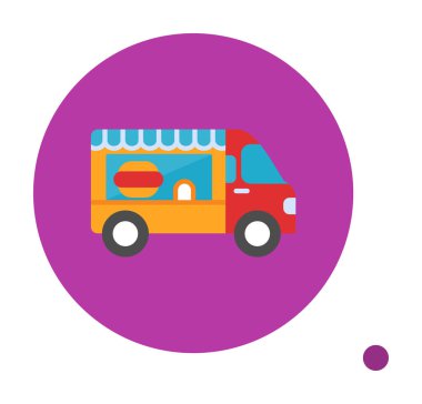 Beyaz arkaplanda yiyecek kamyonu vektör çizimi