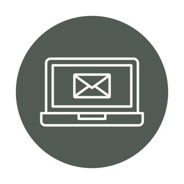 Beyaz arkaplanda dizüstü bilgisayar vektör illüstrasyonunda e- posta
