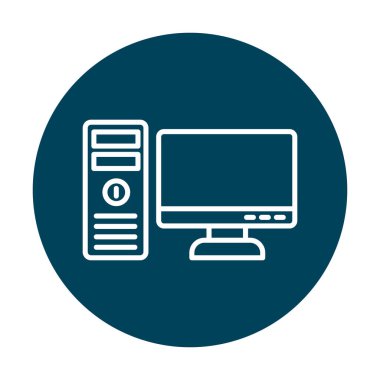 masaüstü bilgisayar simgesi tasarımı, düz işaret, vektör ve illüstrasyon