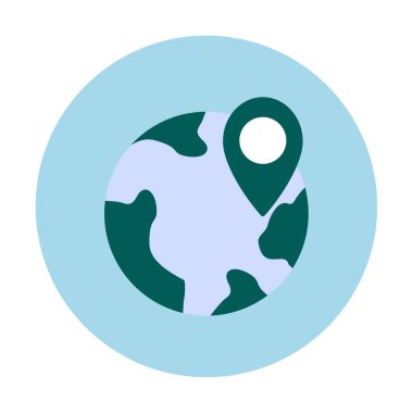 Basit Globe Konum simgesi, vektör illüstrasyonu