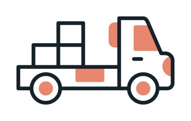 Web ve mobil uygulama tasarımınız için kutu simgesi vektörü olan kamyon, dağıtım kamyonu logosu konsepti