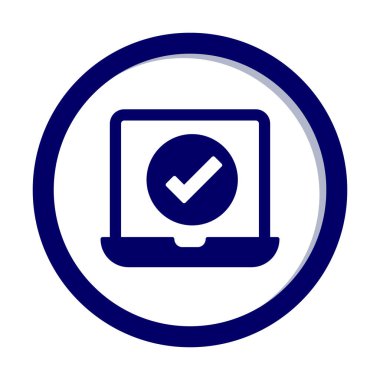 Dizüstü bilgisayardaki işaret simgesini kontrol et, vektör illüstrasyonuName 