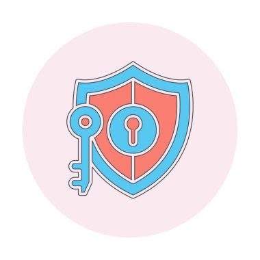 kalkan ve anahtar simgesi, anahtar güvenlik konsepti, vektör illüstrasyonu