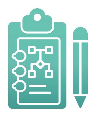 Kalem simgesi, vektör illüstrasyonlu pano üzerinde plan 