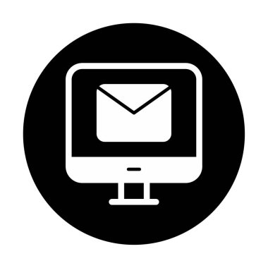 Beyaz arkaplanda bilgisayar e- posta vektör illüstrasyonu