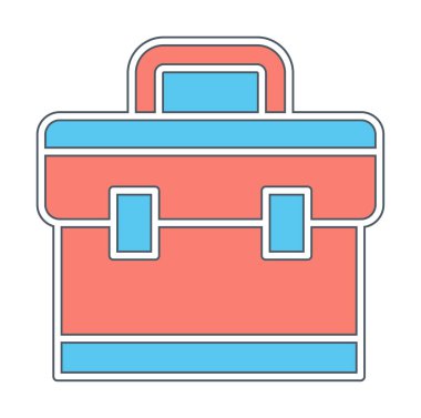 Evrak çantası vektör düz simgesi. İş durumu simgesi, bavul emojisi, vektör illüstrasyonu