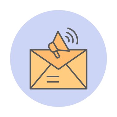 Basit E- posta Pazarlama simgesi, vektör illüstrasyonu