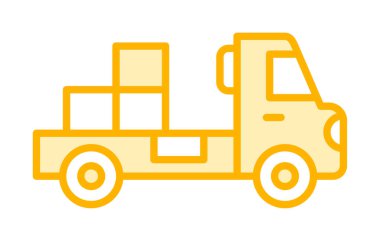 Web ve mobil uygulama tasarımınız için kutu simgesi vektörü olan kamyon, dağıtım kamyonu logosu konsepti