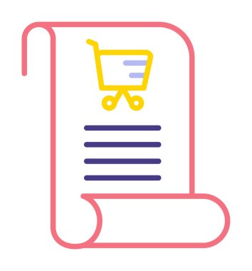 Alışveriş listesi simgesi, alışveriş arabası, vektör illüstrasyonu