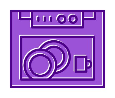 Bulaşık makinesi düz simgesi. Vektör çizim