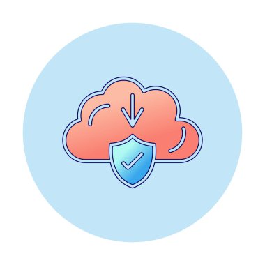 Basit Bulut İndirme simgesi, vektör illüstrasyonu