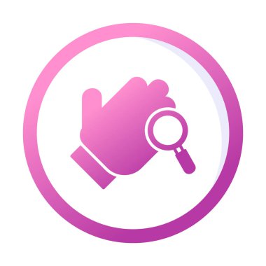 Bir büyüteç ikonuyla el. Hijyen konsepti. vektör illüstrasyonu