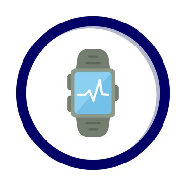 Smartwatch kalp atışı ikonunu gösteriyor. Fitness uygulaması konsepti. Vektör
