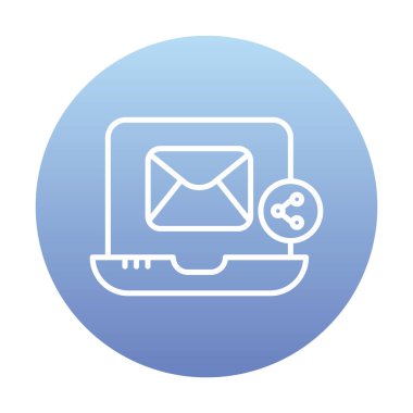 E- posta simgesi olan dizüstü bilgisayar. vektör illüstrasyonu 