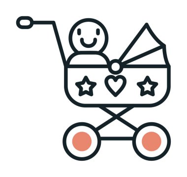 Bebek arabası ikonu. Web tasarımı için bebek taşıma ikonu taslağı