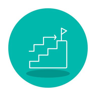 Hedef başarı vektör simgesi. Merdivenler ve bayrak illüstrasyon sembolü.  